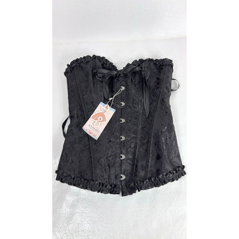 EVA Baby Women’s Overbust Corset Floral Boned Darkness Renaissance Gothic Small
